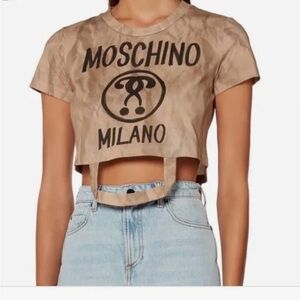 MOSCHINO BROWN PAPER BAG CROP TOP RECYCLE COLLECTION